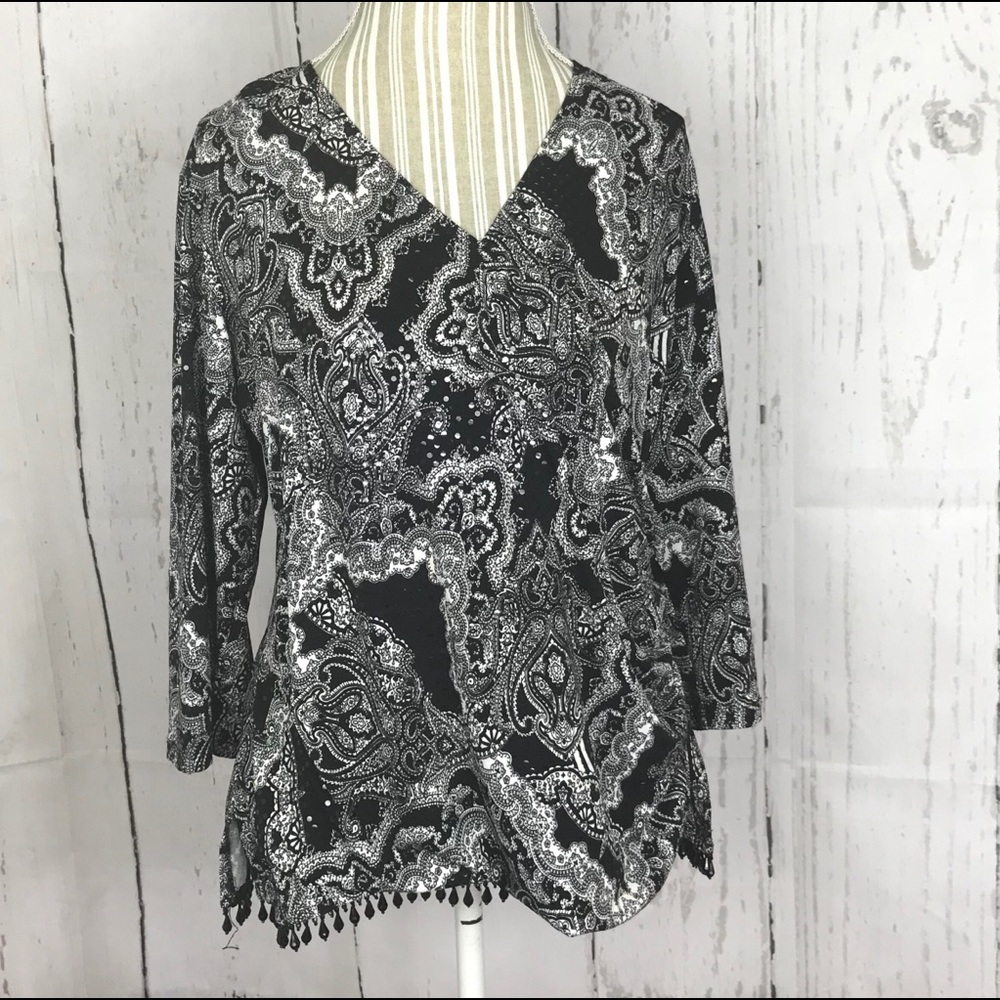 Dress Barn 3/4 Sleeve Paisley Print blouse size 16